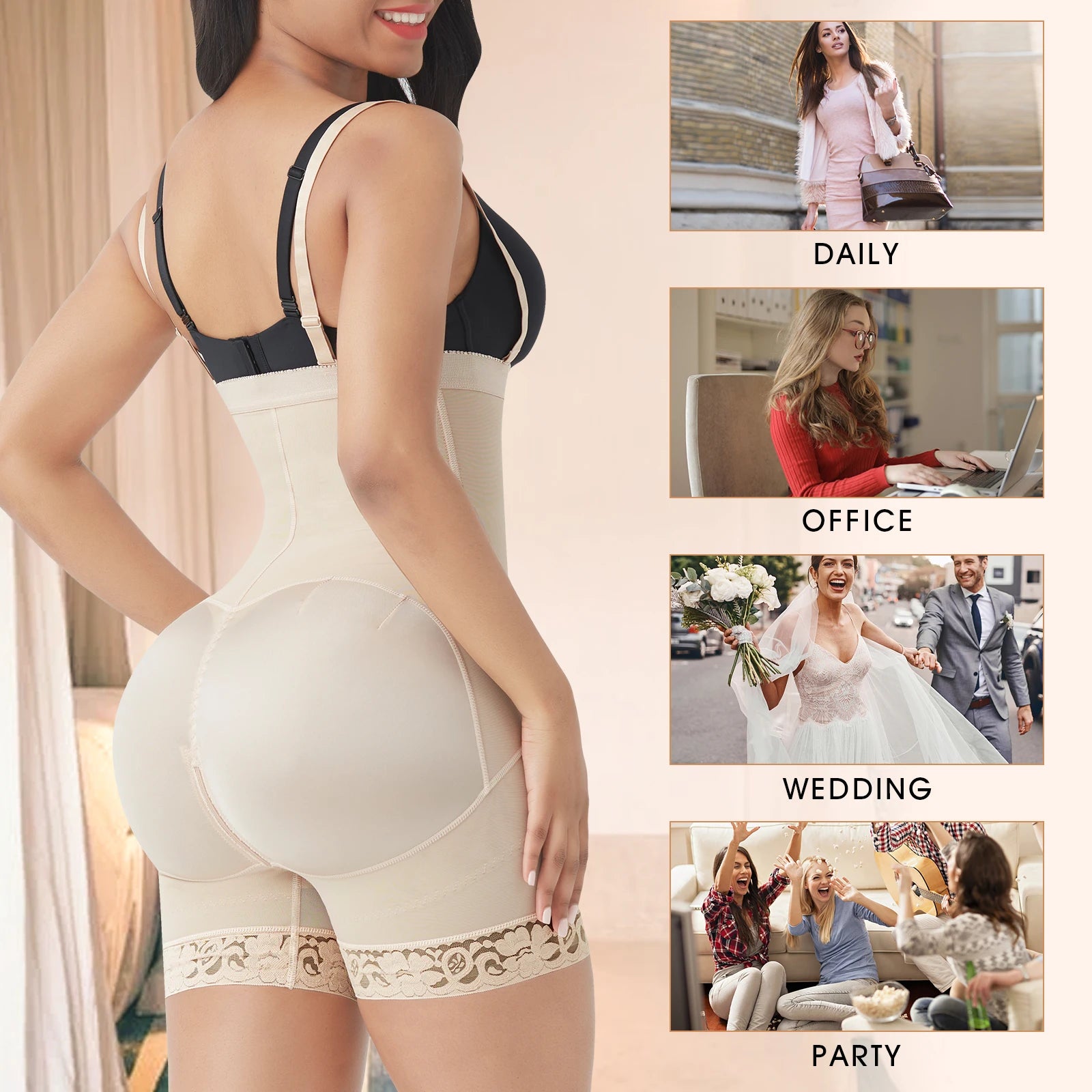Post-Surgical Body Shaper – Firm Compression & Zipper Crotch