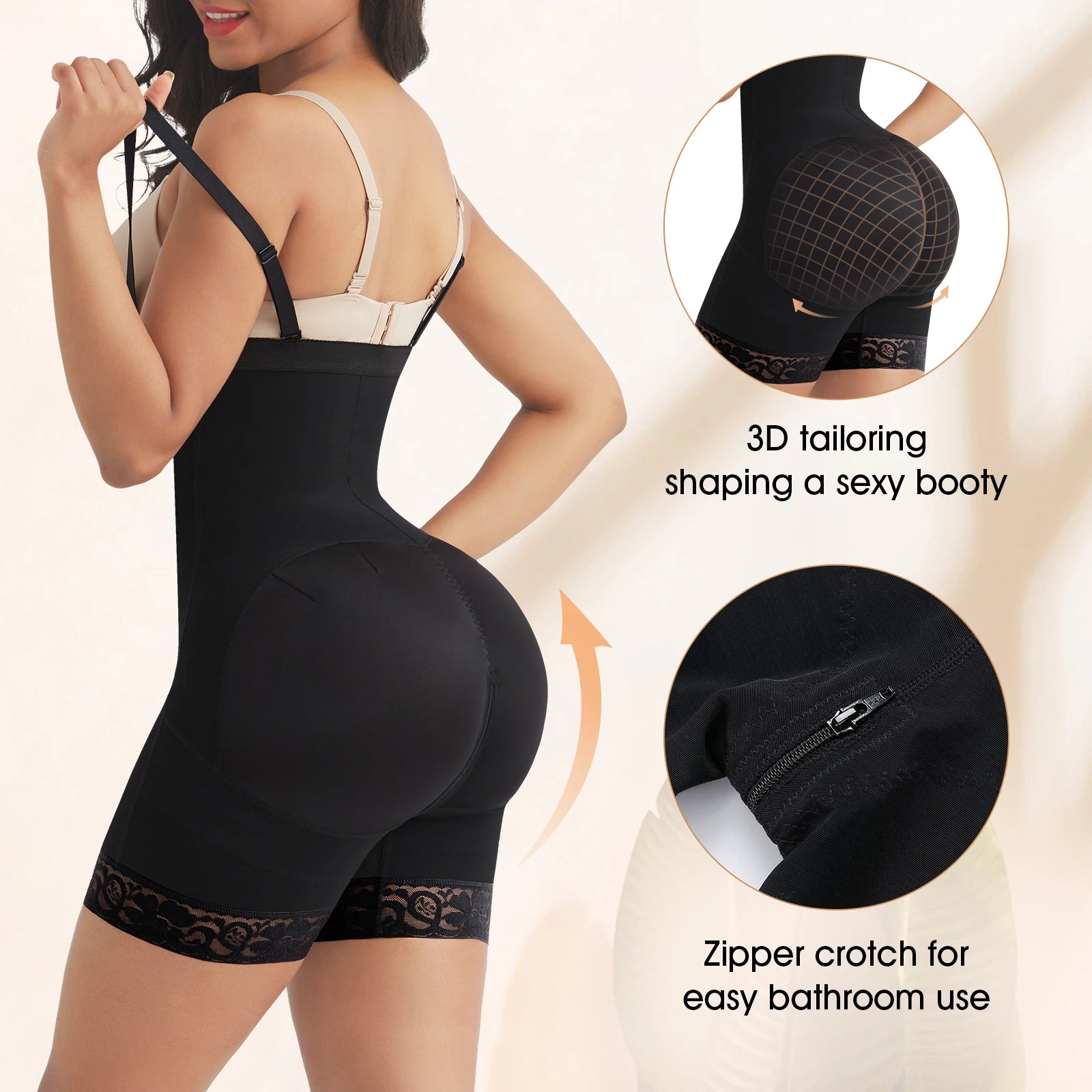 Post-Surgical Body Shaper – Firm Compression & Zipper Crotch