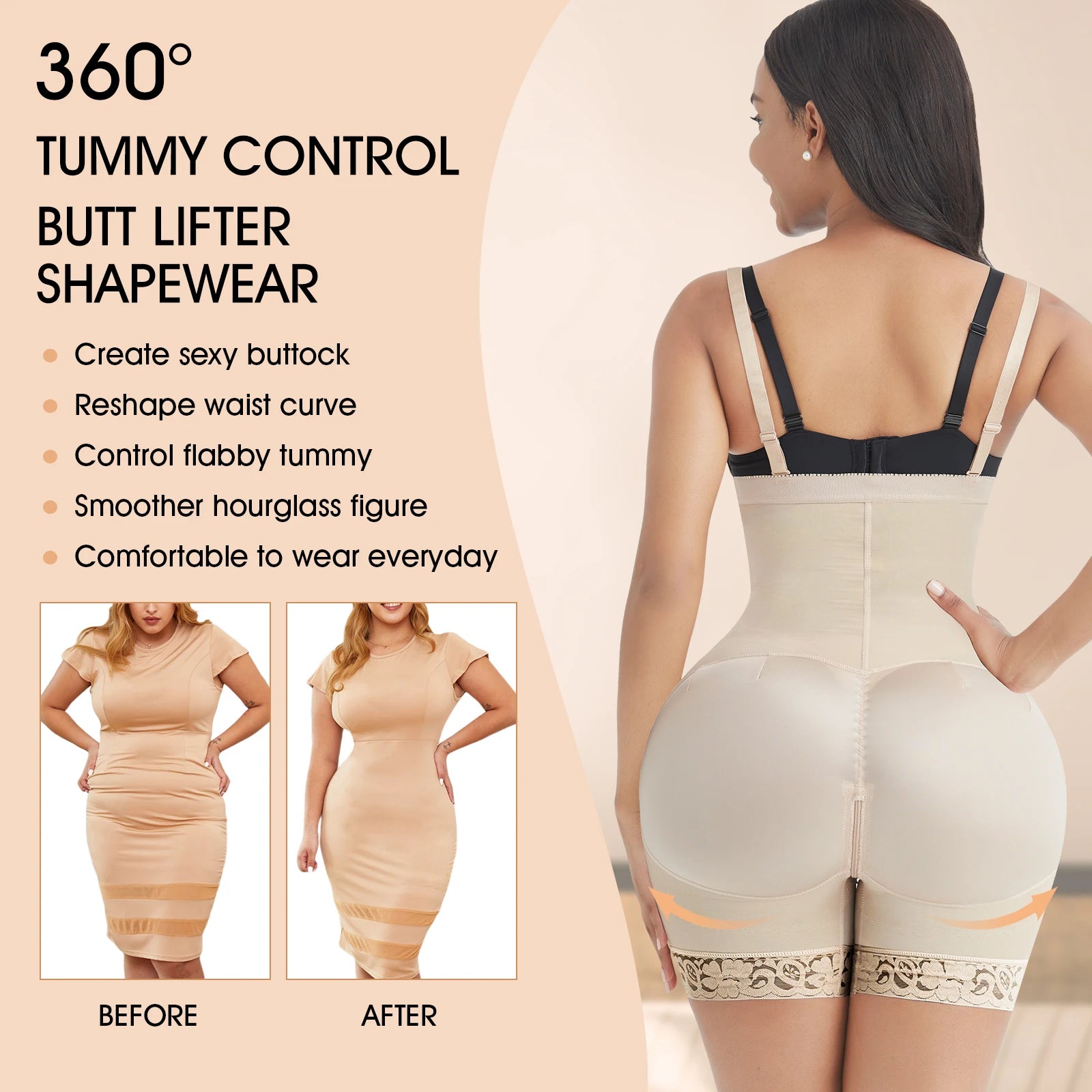 Post-Surgical Body Shaper – Firm Compression & Zipper Crotch